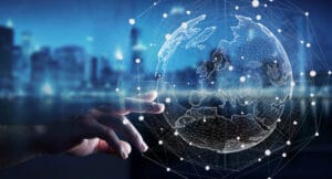 Businessman,Touching,Global,Network,And,Data,Exchanges,Over,The,World