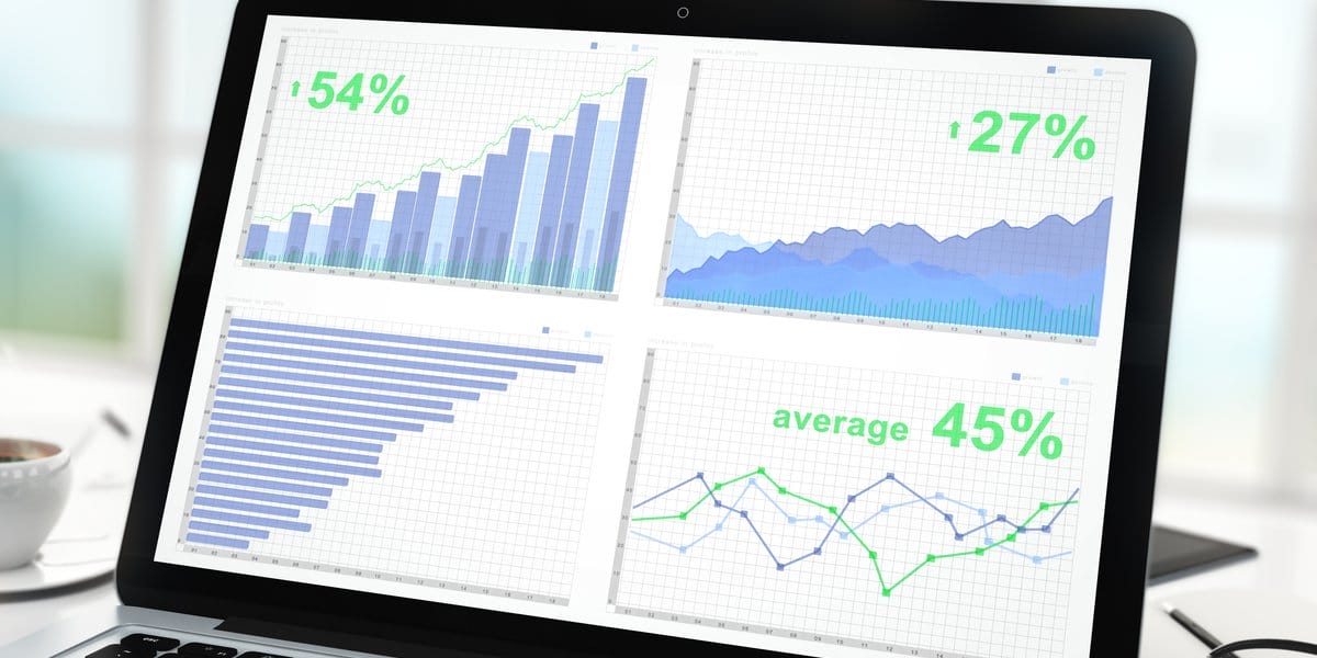Business Analytics Dashboard On Laptop Screen