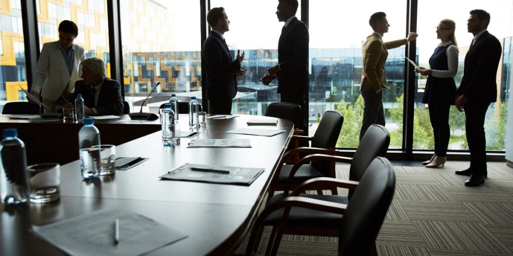 Executives Boardroom Privacy Governance Discussion