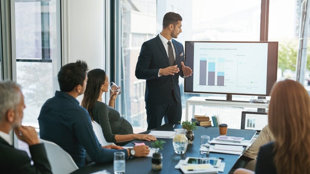 Leader Presenting Data Case To Executives